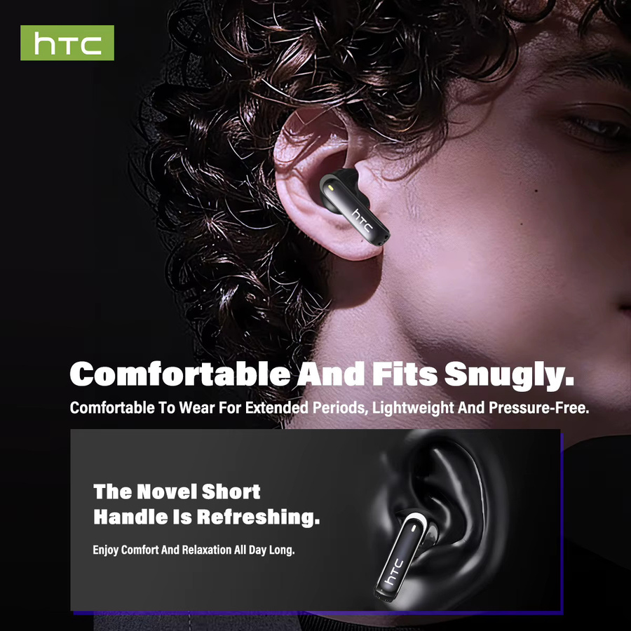HTC NE70 Kabellose Bluetooth TWS In-Ear Kopfhörer mit Touchscreen, AI-Übersetzung und Geräuschunterdrückung, Schwarz - Bild 5