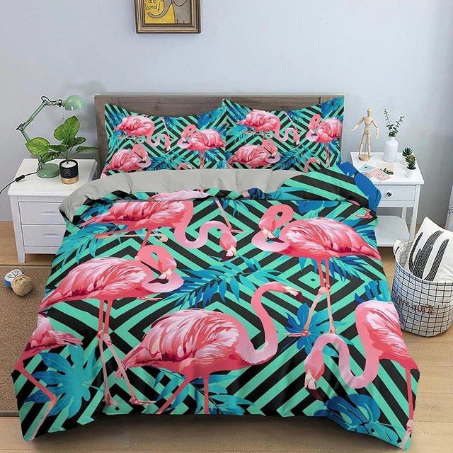 Flamingo Bettwäsche Set mit Bettbezug und Kissenbezug aus Mikrofaser, Mehrfarbig, B/H: 140 x 210 cm - Bild 1