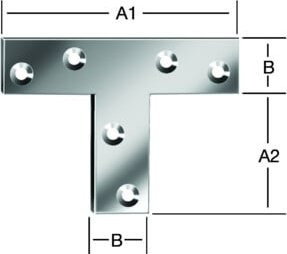 VORMANN Flachverbinder T-Form aus verzinktem Stahl in Silber, B: 70 mm, H: 52 mm, T: 16 mm, Dicke: 1,5 mm - Bild 1
