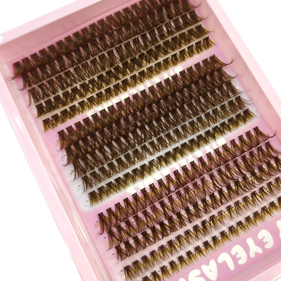 HBZGTLAD Braune Wimpern-Spikes, 240 Cluster, Wispy Lashes - Bild 3