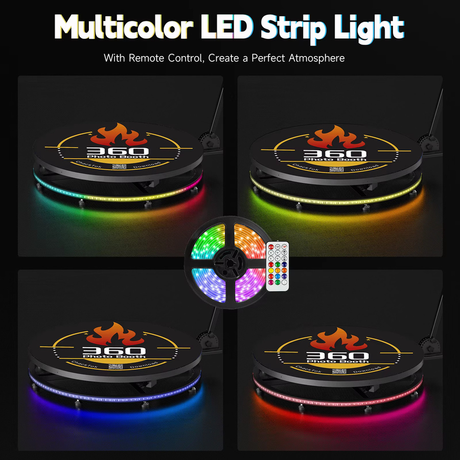 MWE 360-Fotokabinenmaschine in Schwarz mit zusätzlicher Batterie, Logo-Anpassungssoftware und App-Fernbedienung für Partys - Bild 5