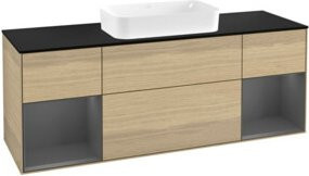 V&B Waschtischunterschrank Finion mit Wandbeleuchtung, Farbe Anthrazit, Eiche lackiert, Breite: 160 cm - Bild 1