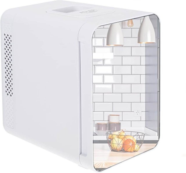 Adler AD 8085 Mini-Kühlschrank mit Spiegel in Weiß, 4 l, mit Kühl- und Heizfunktion - Bild 1