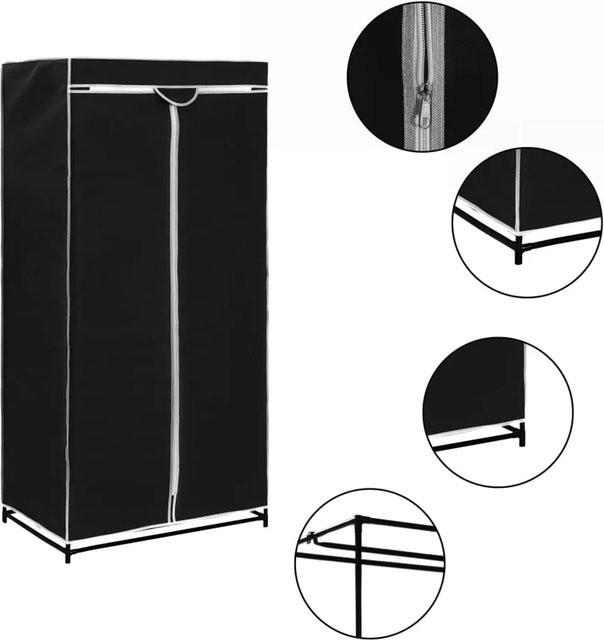 vidaXL Kleiderschrank-Set 2 Stück Schwarz B/T/H: 75 x 50 x 160 cm - Bild 1