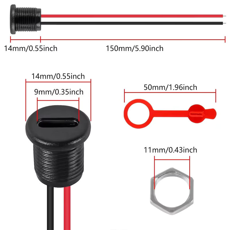AOKIN USB-C-Steckverbinder Typ-C-Buchse 2-polig Schwarz - Bild 1