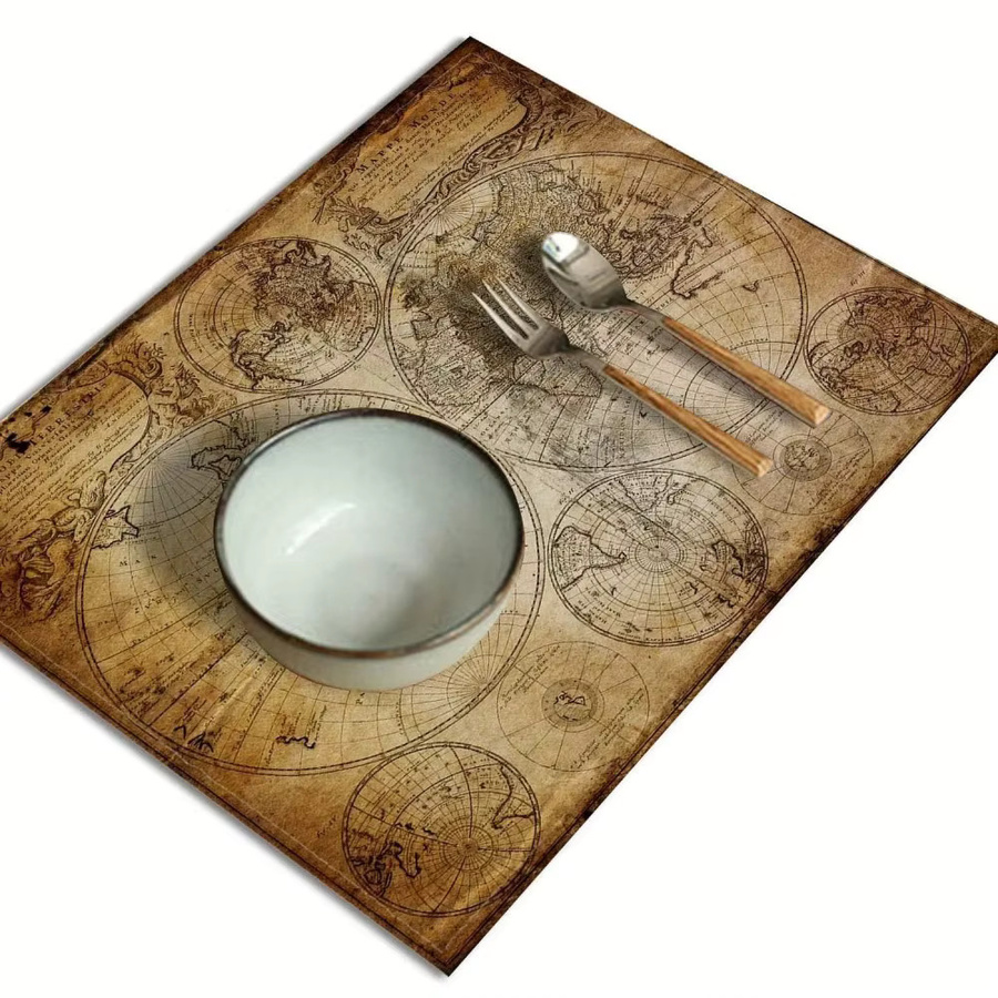 VIKAMA Vintage-Tischset Set mit 4 Stück, nautisches Weltkarten-Design, hitzebeständig und rechteckig - Bild 4