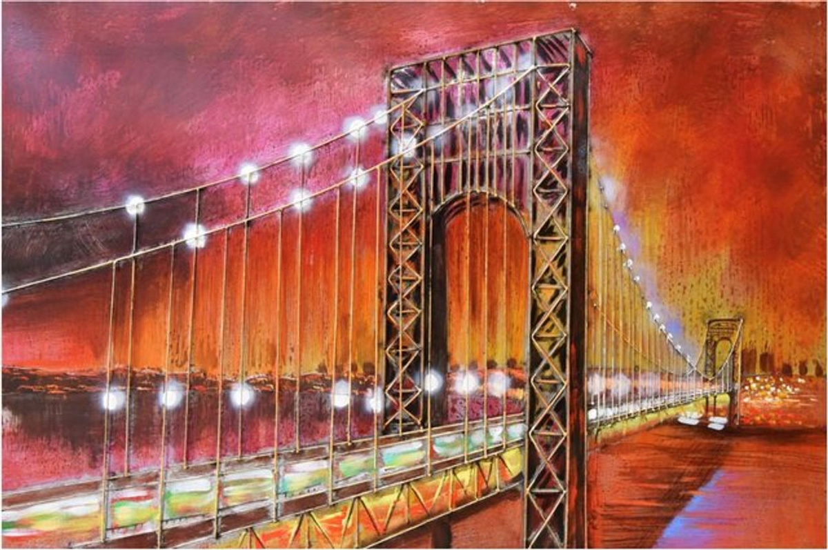 Harms Import & Vertriebs GmbH & Co. KG 3D Metallbild Brücke in Vintage-Optik, mehrfarbig - Bild 1