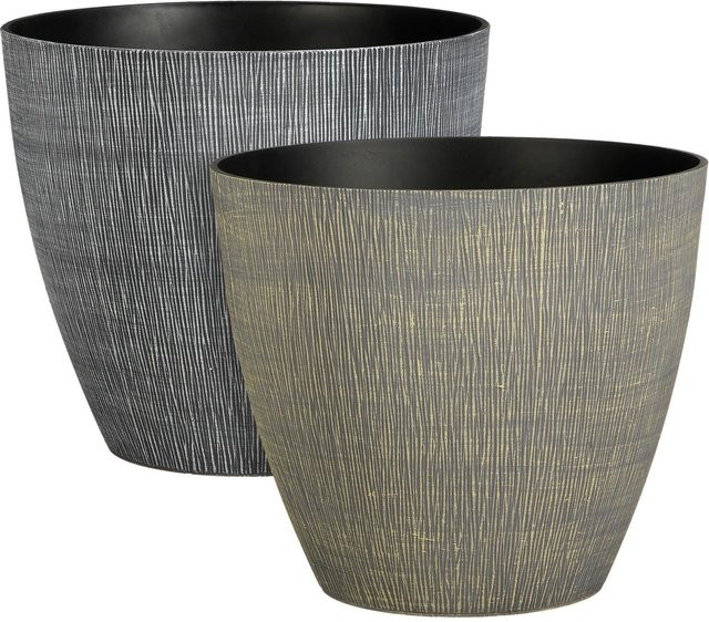 Mica Decorations Topf Mambo 2er Set rund in Grau und Grün, Höhe: 29 cm, Durchmesser: 32,5 cm - Bild 1