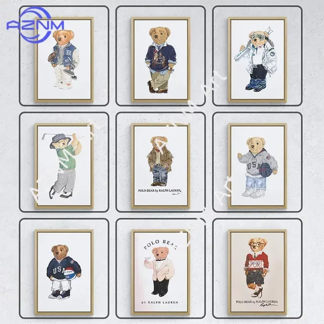 KAYOU Leinwandgemälde Bär beim Sport als modernes Wandkunst-Poster in Mehrfarbig für Kinderzimmer und Wohnzimmer - Bild 1