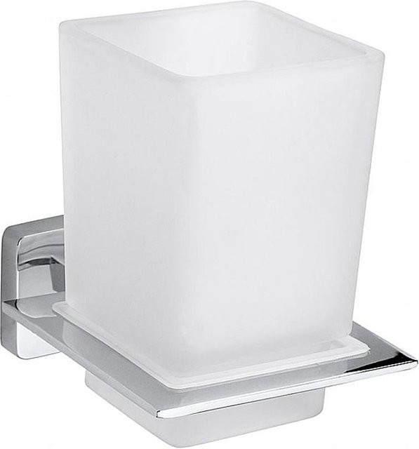 Brillantbad BIKI Glashalter aus Glas in Chrom poliert, Farbe Silber/Weiß, B/T/H: 7,7 x 9,7 x 10,0 cm - Bild 1