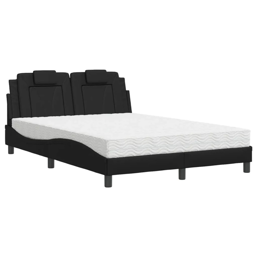 vidaXL Bett Viana mit Matratze in Schwarz aus Kunstleder und Kiefernholz B/T/H: 120 x 200 cm - Bild 2