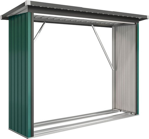 Outsunny Brennholzunterstand mit Pultdach aus Metall und Wellblech in Grün