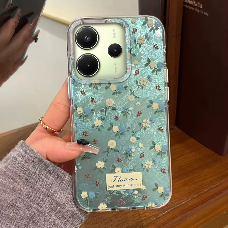 Handyhülle mit grünem floralem Rosen-Farbverlauf für Xiaomi Redmi Note 14 13 12 11 10 Pro 14C 13C 9C und weitere Modelle - Bild 2