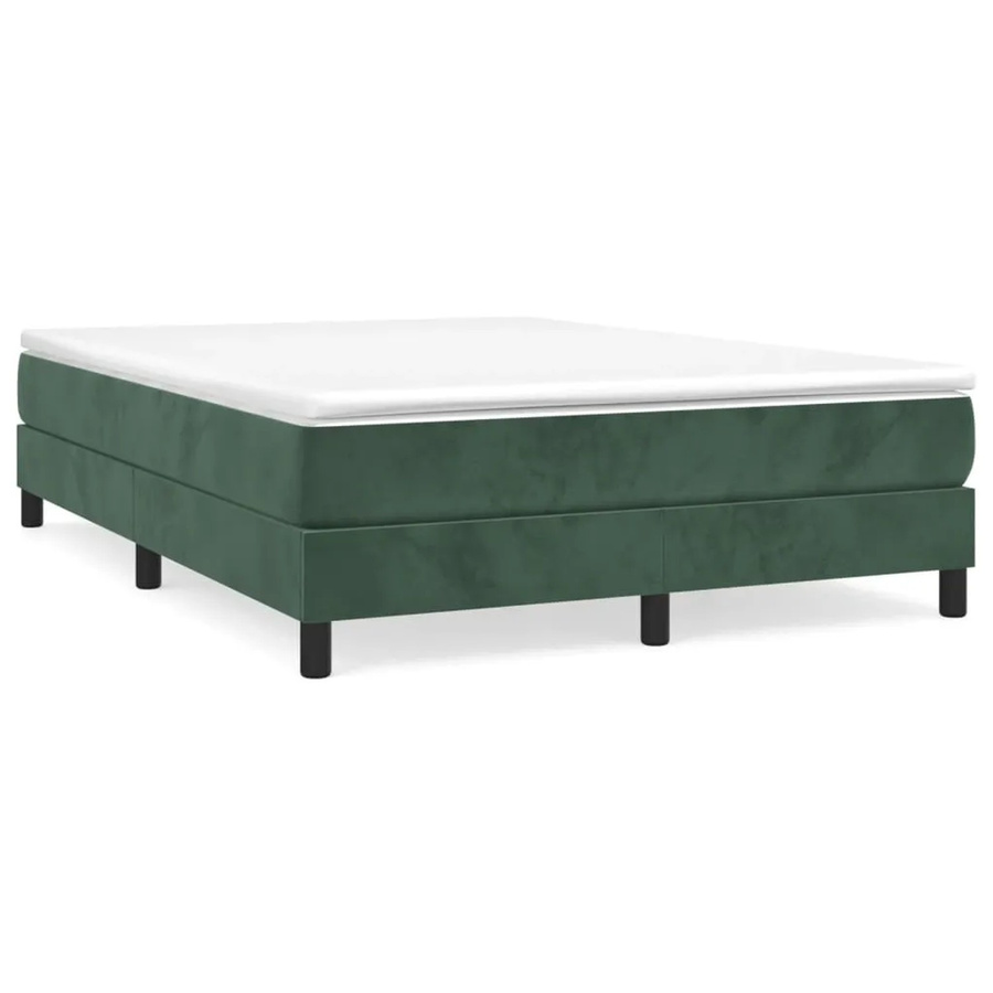 vidaXL Boxspringbett aus Samt in Dunkelgrün, B/T/H: 140 x 200 cm - Bild 2