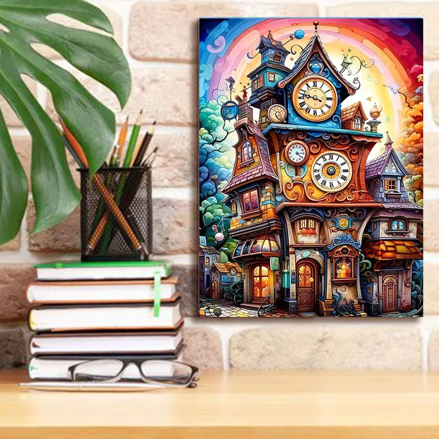 YUTTEE DIY-Diamantgemälde Schloss Mosaik mit runden Strasssteinen in Multicolour, B/H: 30 x 20 cm - Bild 2