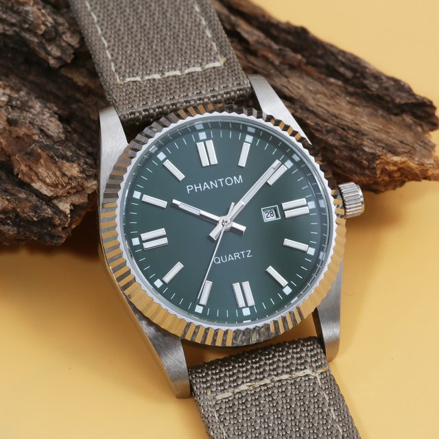 PHANTOM Armbanduhr Quarz, Edelstahl, 35 mm, Grün, Herren - Bild 1