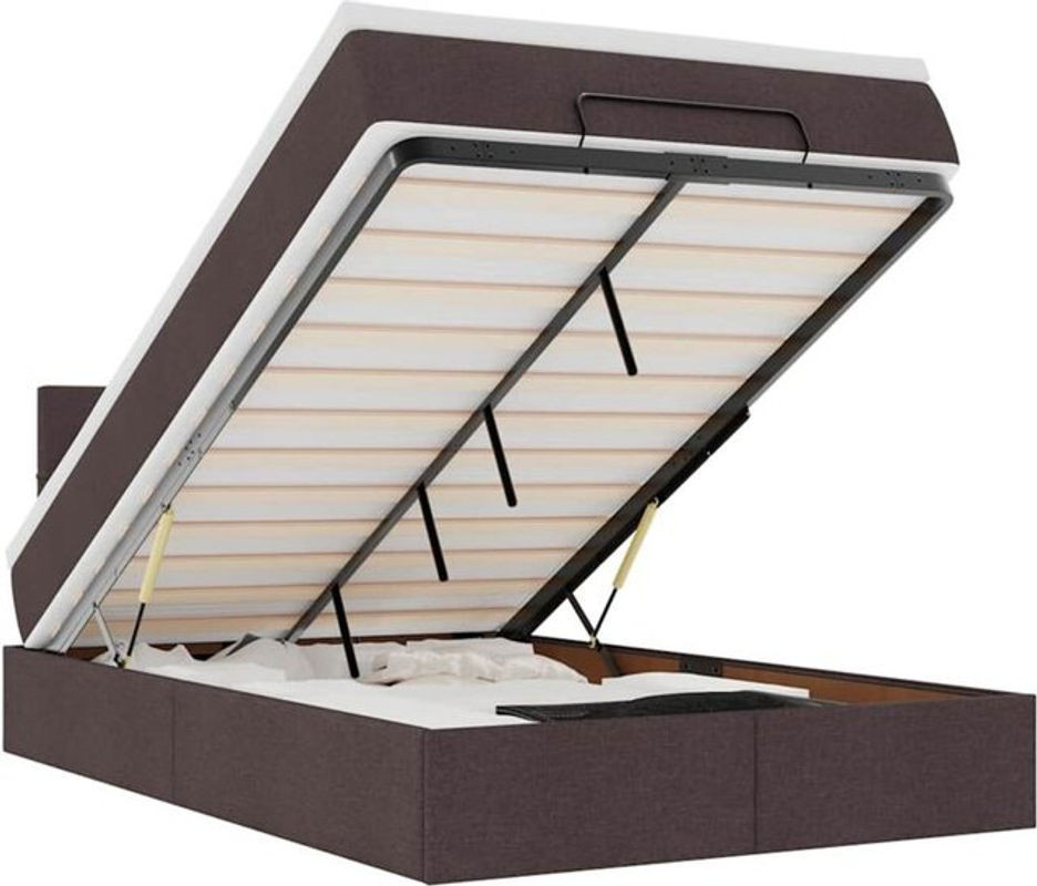vidaxl Ottoman Polsterbett mit Matratze aus Stoff in Dunkelbraun B/T/H: 120 x 190 x 88 cm - Bild 1