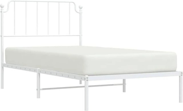 vidaXL Bettgestell aus Metall mit Kopfteil in Weiß, B/L: 100 x 190 cm - Bild 1