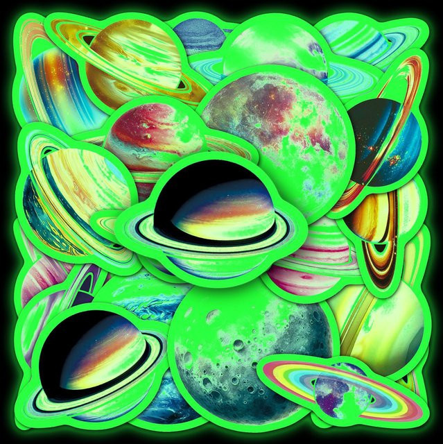 Bview Art 20 Stück Leuchtende Planeten-Aufkleber in Multicolour für Handyhüllen, Laptops und Notizbücher - Bild 1
