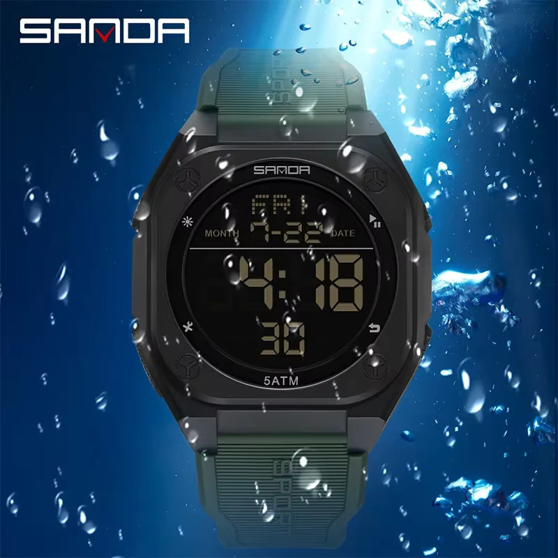SANDA Digitaluhr, Silikon, Schwarz, Herren - Bild 2