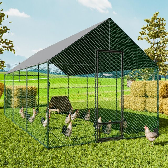 BORWART Outdoor-Hühnerstall mit großem Metall-Hühnerauslauf und wasserdichter Abdeckung - Bild 1