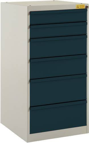 Manuflex LS1042.7016 BASETEC ESD-Schubfachschrank stationär in Anthrazit mit 6 Schubfächern und einer Nutzhöhe von 90 cm - Bild 1