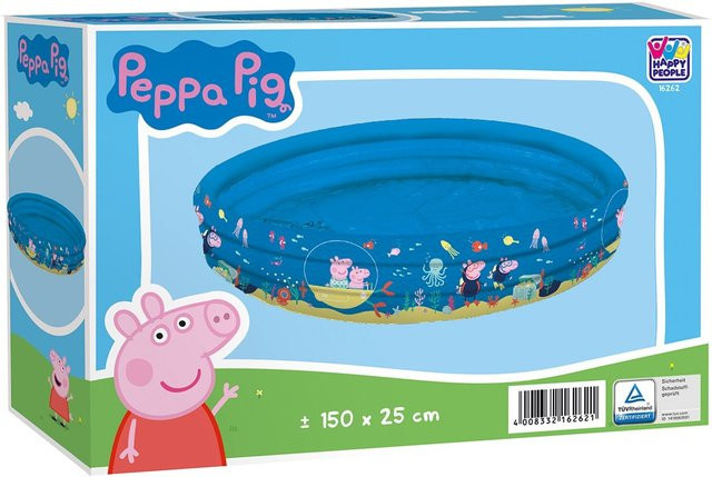 Wehncke Peppa Pig aufblasbarer 3-Ring-Pool für Kinder, Durchmesser: 150 cm, Mehrfarbig - Bild 1