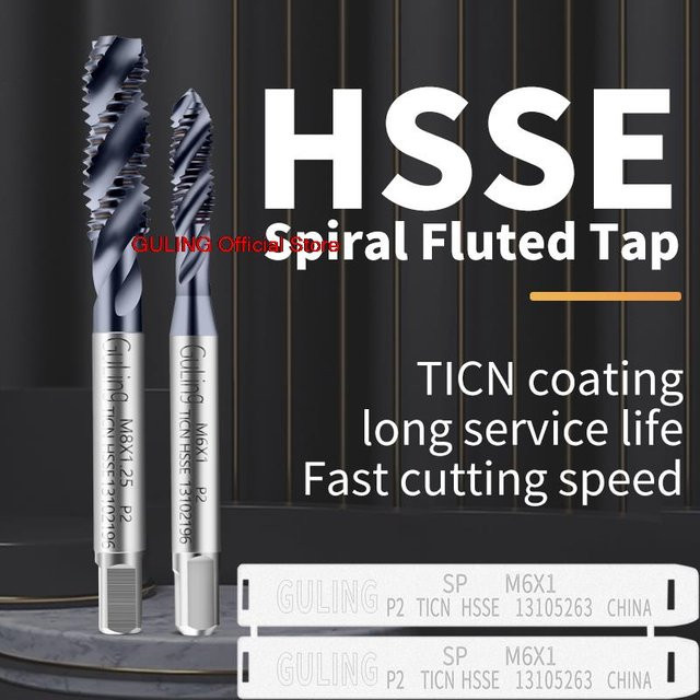 GULING Spiralgewindebohrer aus HSS-Co mit TICN-Beschichtung nach JIS Standard, metrische Maschinengewindebohrer in Silber - Bild 1