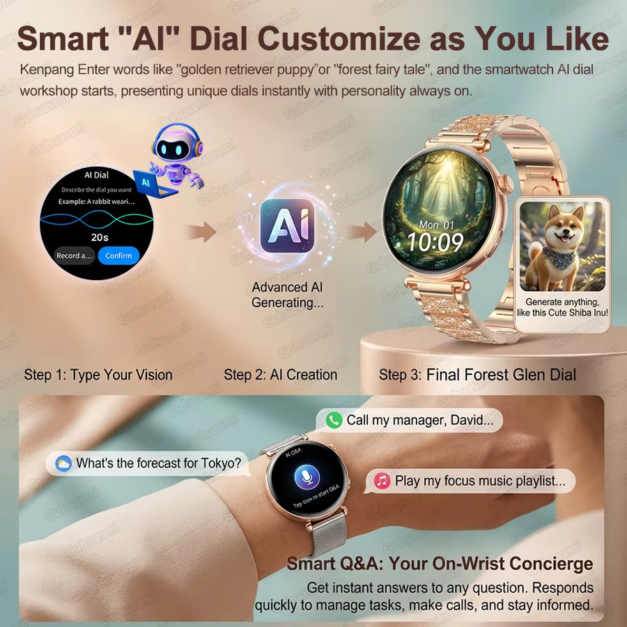 GUHUAVMI Smartwatch, Silber, Silikon, Damen - Bild 3