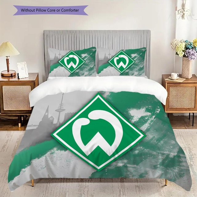 SV Werder Bremen Muster Bettwäsche Set von Manus Home, Farbe Grün, Bestehend aus 1 Bettbezug und 2 Kissenbezügen, B/H: 250 x 220 cm - Bild 1