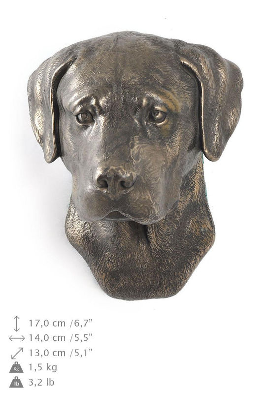 Art-Dog Labrador Retriever Hundestatue als hängende Büste in Braun aus Kunstharz und Metall - Bild 3