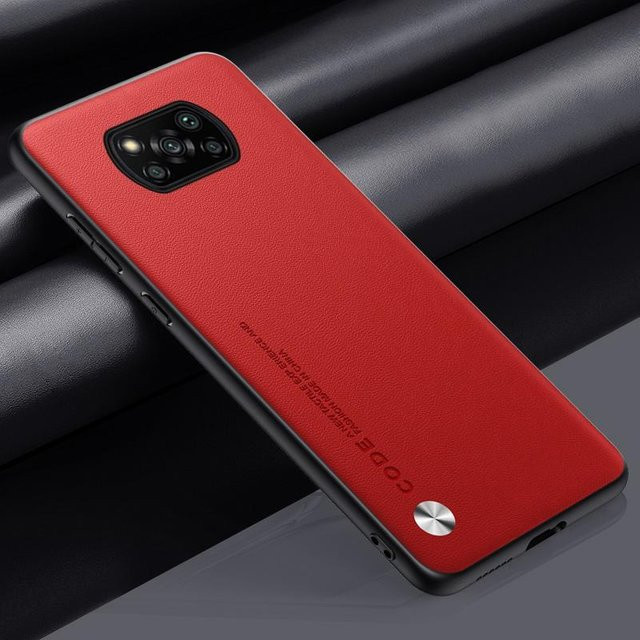 Luxus PU Leder Handyhülle für Xiaomi Poco X3, Poco X3 NFC und Poco X3 Pro in Rot mit matter Silikon Rückseite - Bild 1