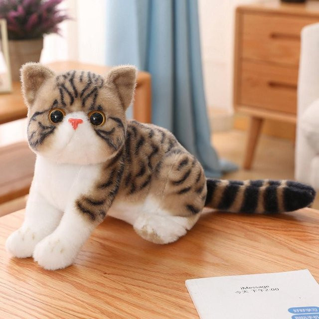 Kidsly Katzen Puppe Liegend, Plüschtier, Braun, Bunt, ab 3 Jahre - Bild 1