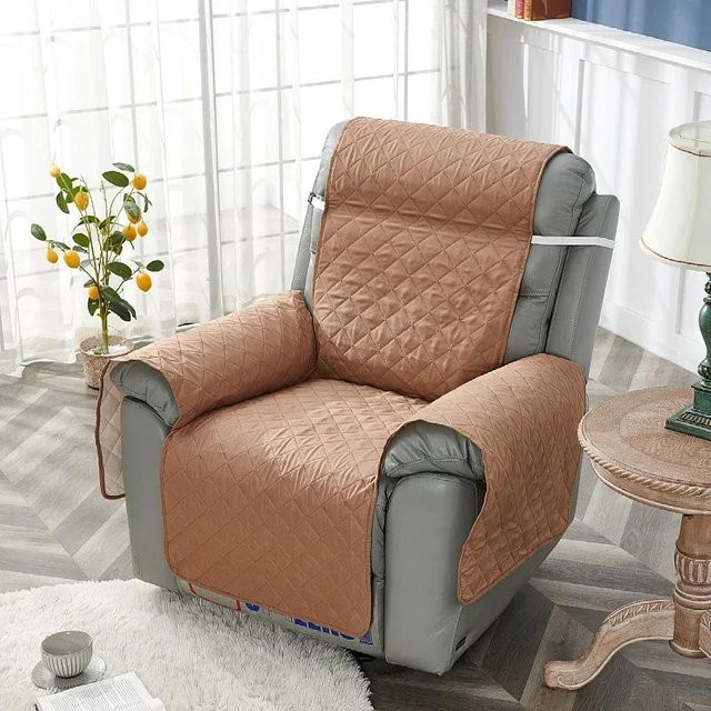 Verschleißfester 1-Sitzer-Sofabezug in Braun für Sessel und Liegestühle, rutschfester Schonbezug aus elastischem Polyester für Haustiere und Kinder - Bild 1