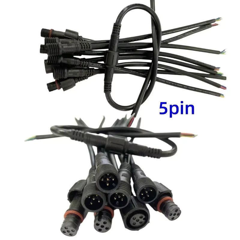 SAGE LU MEI Wasserdichte LED-Stecker auf Buchse mit Kabel, 2-polig bis 5-polig, Farbe: Schwarz, Kabellänge: 40 cm - Bild 4