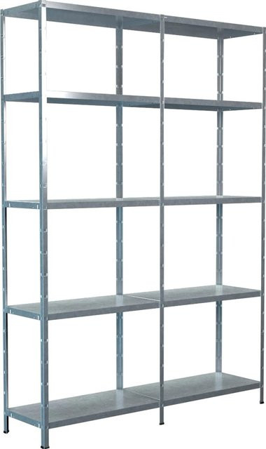 SCHULTE REGALWELT Steckregal Set mit Anbauregal verzinkt silber, Höhe: 200 cm, Breite: 140 cm, Tiefe: 35 cm - Bild 1