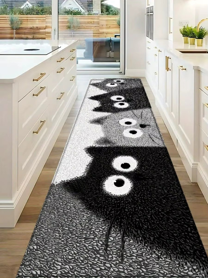 VIKAMA Badematte mit Cartoon-Kätzchen, weich und geräuschreduzierend, mehrfarbig, B: 120 cm, T: 40 cm - Bild 5