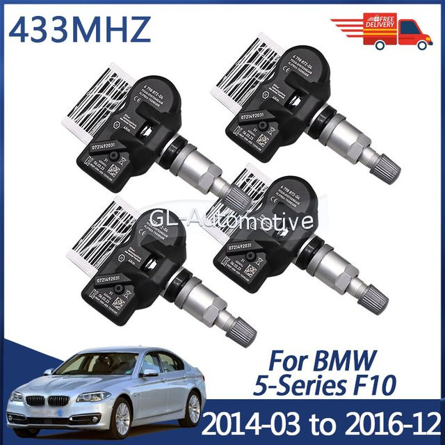 4er-Set GANGLE Reifendruck-Überwachungssensoren TPMS für BMW 5-Serie F10 und F07, Farbe: Schwarz, 433 MHz, Teilenummer 36106798872 - Bild 1