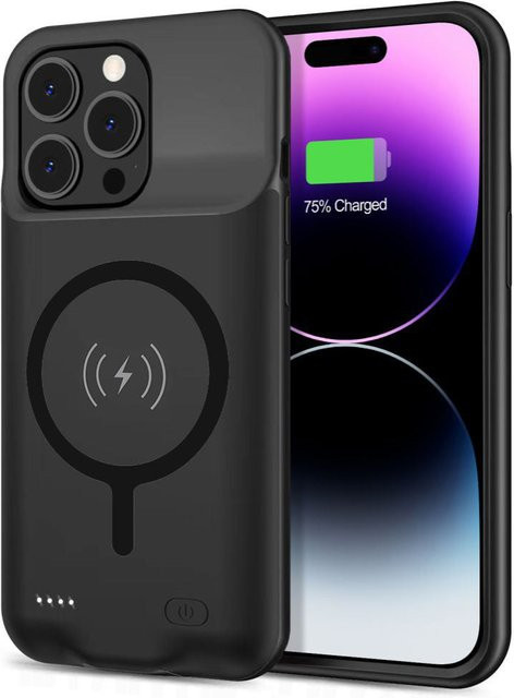 Techsuit Power Pro Wireless Akku-Hülle für Apple iPhone 15 Pro Max, 8500mAh, Schwarz - Bild 1