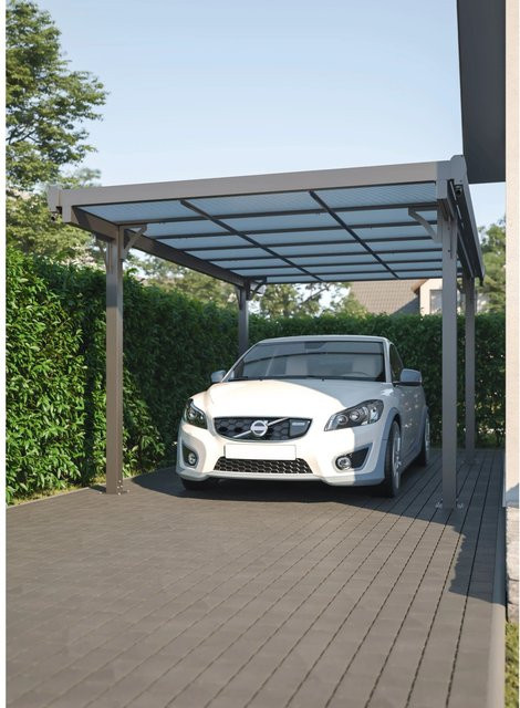 Floraworld Flachdach-Einzelcarport aus Aluminium in Anthrazit mit Polycarbonatplatten und integrierter Regenrinne, B: 496 cm, T: 300 cm - Bild 1