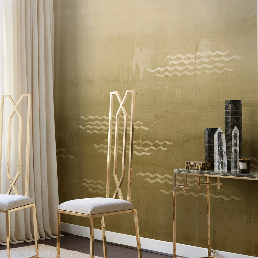 Nobilis Mural Minawa Wandgestaltung in Ocker mit abstraktem Art Deco Design - Bild 1