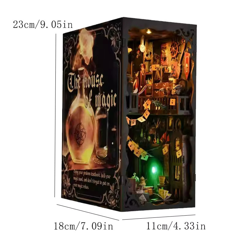 zuuton DIY Buch Nook Kit Magic House 3D Holz Puzzle Bücherregal Einsatz als dekorative Buchstütze und Modellbau Set - Bild 4