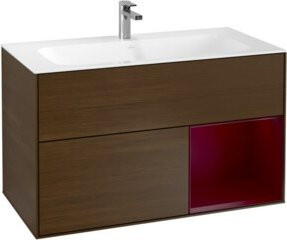 V&B Waschtischunterschrank Finion mit Wandbeleuchtung in Walnut Veneer, B: 99,6 cm, T: 49,8 cm, H: 1,0 cm - Bild 1