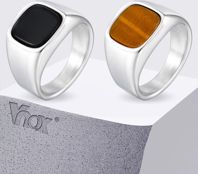 VNOX Ring, Edelstahl, Tigerauge, Herren, Silber - Bild 1