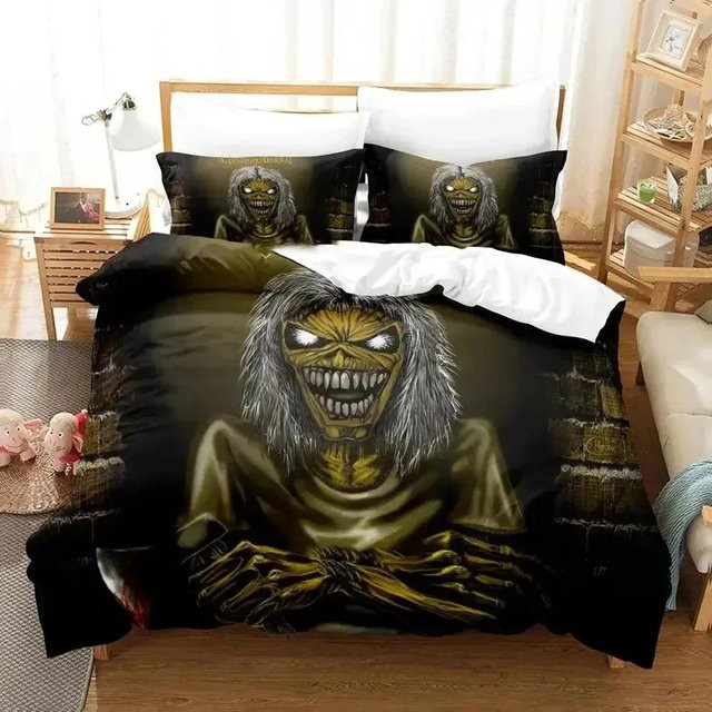 Bettwäscheset Lodestar Iron Heavy Metal Maidens in Schwarz aus Mikrofaser, bestehend aus Bettbezug und Kissenbezug, B/H: 133 x 70 cm - Bild 1