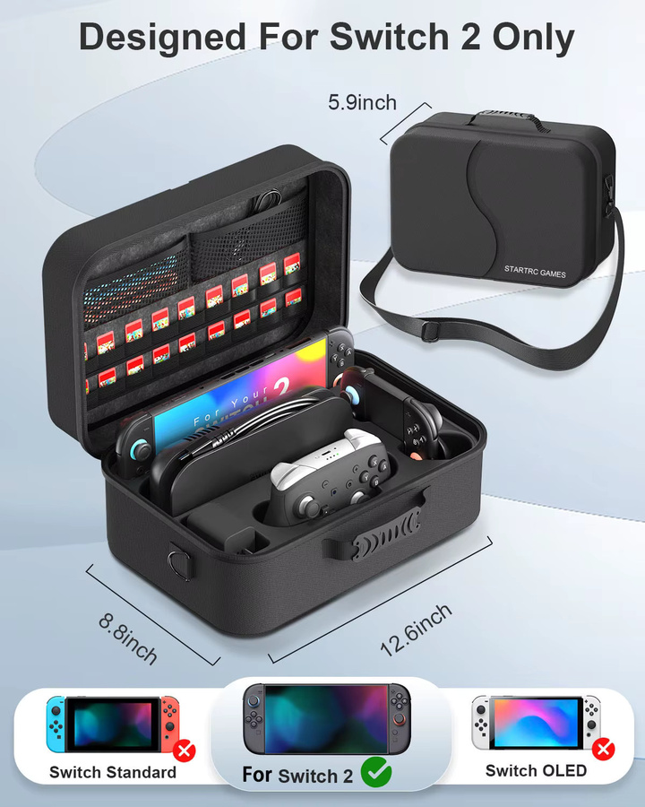 DEVASO Aufbewahrungsbox für Nintendo Switch 2 als Schulter-Cross-Rucksack in Schwarz und Silber - Bild 2