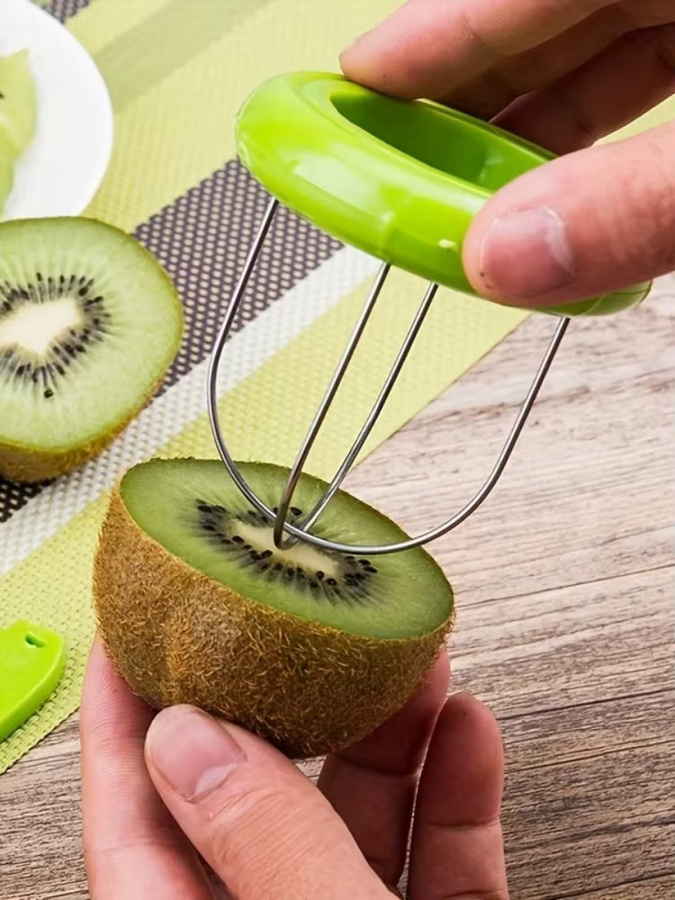 Kiwi Schäler und Slicer aus Edelstahl und Kunststoff in Grün - Bild 5