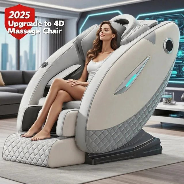 FULANG 4D Ganzkörper-Entspannungsmassagestuhl mit SL-Track, Zero Gravity, Shiatsu-Funktion, Bluetooth-Lautsprecher und KI-Steuerung, Farbe: Schwarz - Bild 1