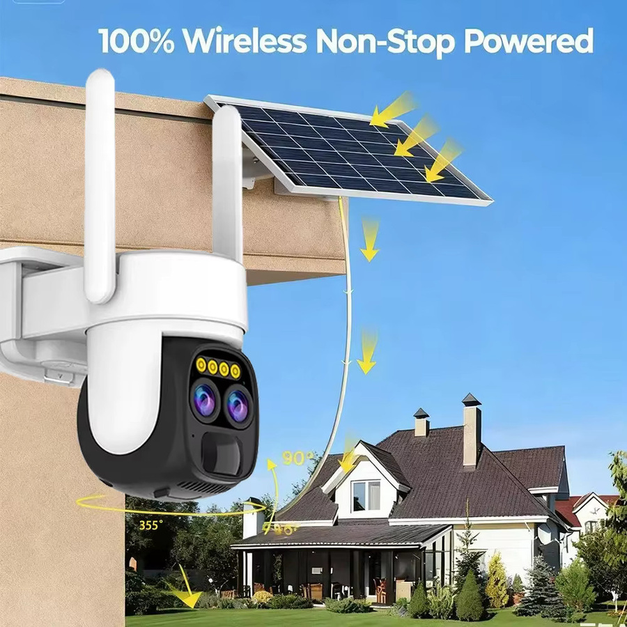 OKAM PRO 8MP Außen-Solarkamera mit 10-fach optischem Zoom, PIR-Bewegungserkennung, Farbnachtsicht und Zwei-Wege-Audio in Weiß - Bild 3