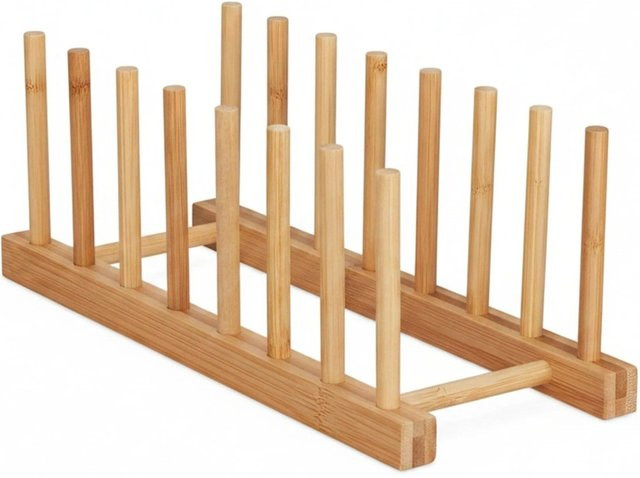 Relaxdays Abtropfgestell aus Bambus in Braun, B/T/H: 12 x 34 x 12,5 cm - Bild 1